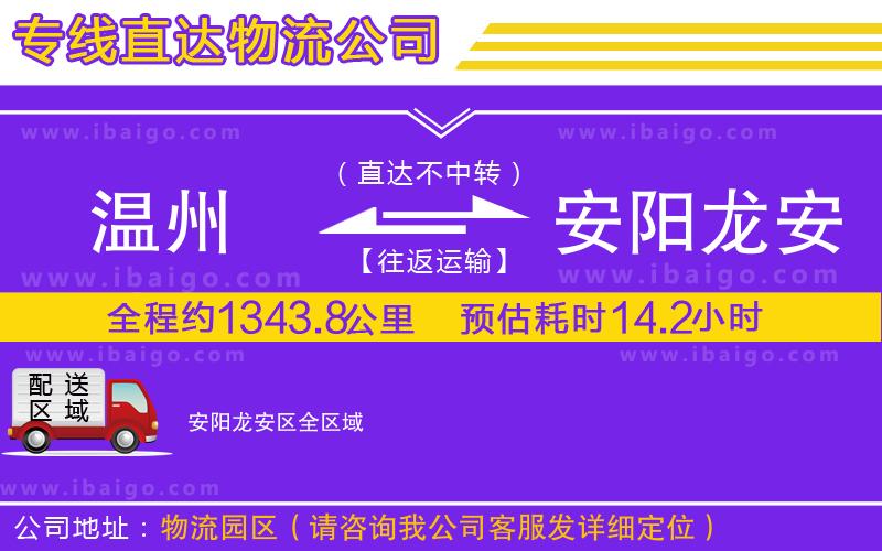 溫州到安陽龍安區(qū)貨運公司