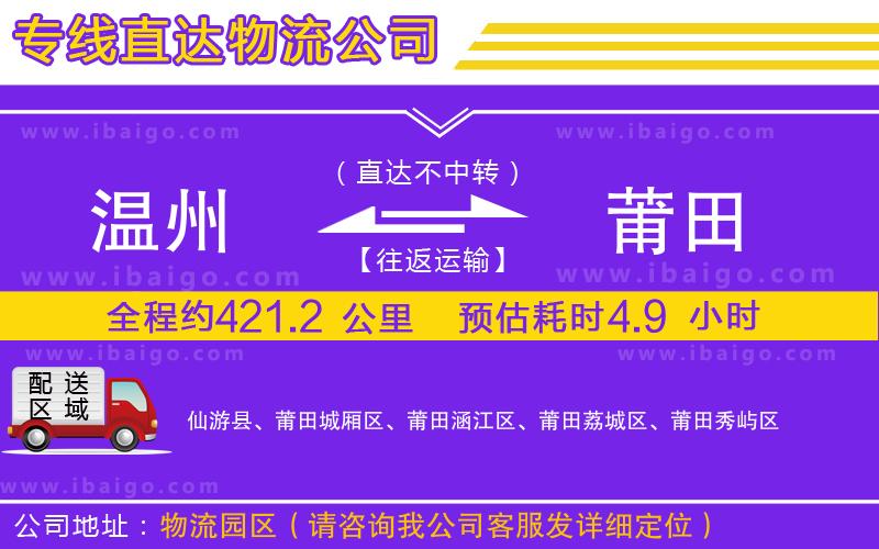 溫州到莆田貨運