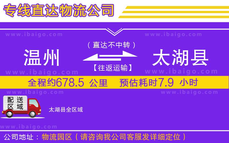 溫州到太湖縣貨運